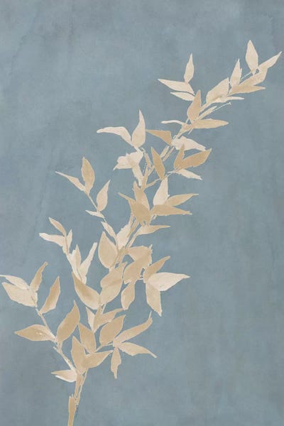 Lanie Loreth: Tan Leaf on Blue II by Lanie Loreth
