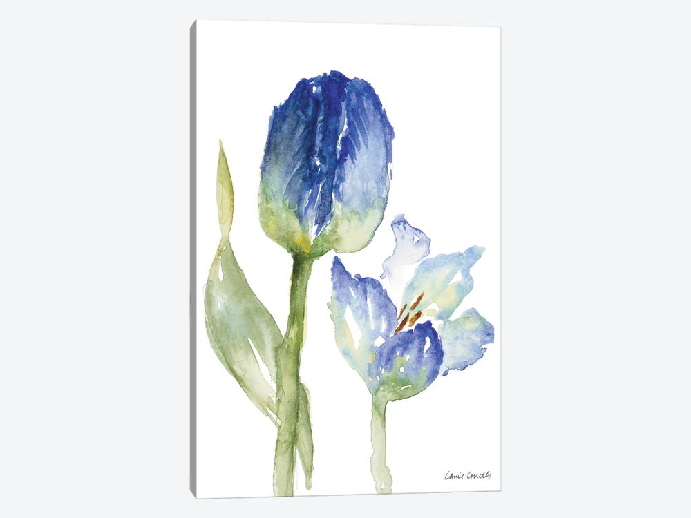 Teal and Lavender Tulips I 1-piece Canvas Art
