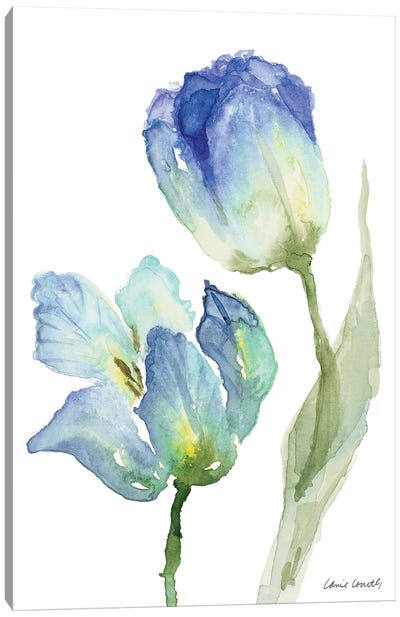 Teal and Lavender Tulips III Canvas Art Print - Tulip Art