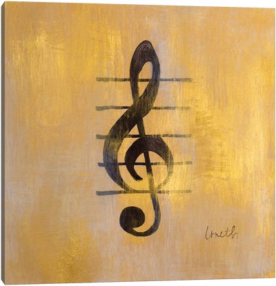 Treble Clef Canvas Art Print - Musical Notes Art