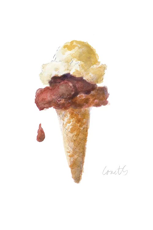 Watercolor Ice Cream Cone I