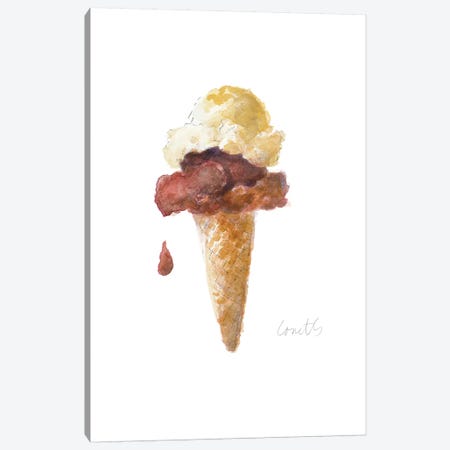 Watercolor Ice Cream Cone I Canvas Print #LNL232} by Lanie Loreth Canvas Artwork