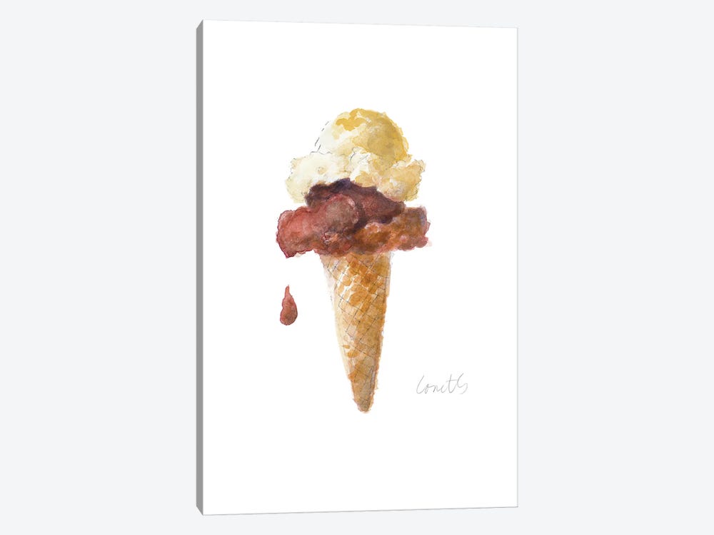 Watercolor Ice Cream Cone I 1-piece Canvas Artwork