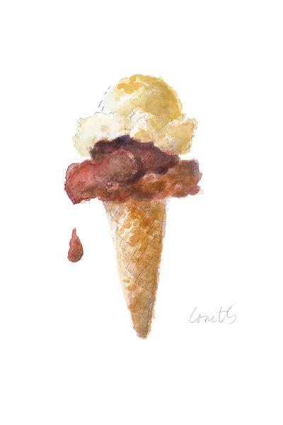 Lanie Loreth: Watercolor Ice Cream Cone I by Lanie Loreth