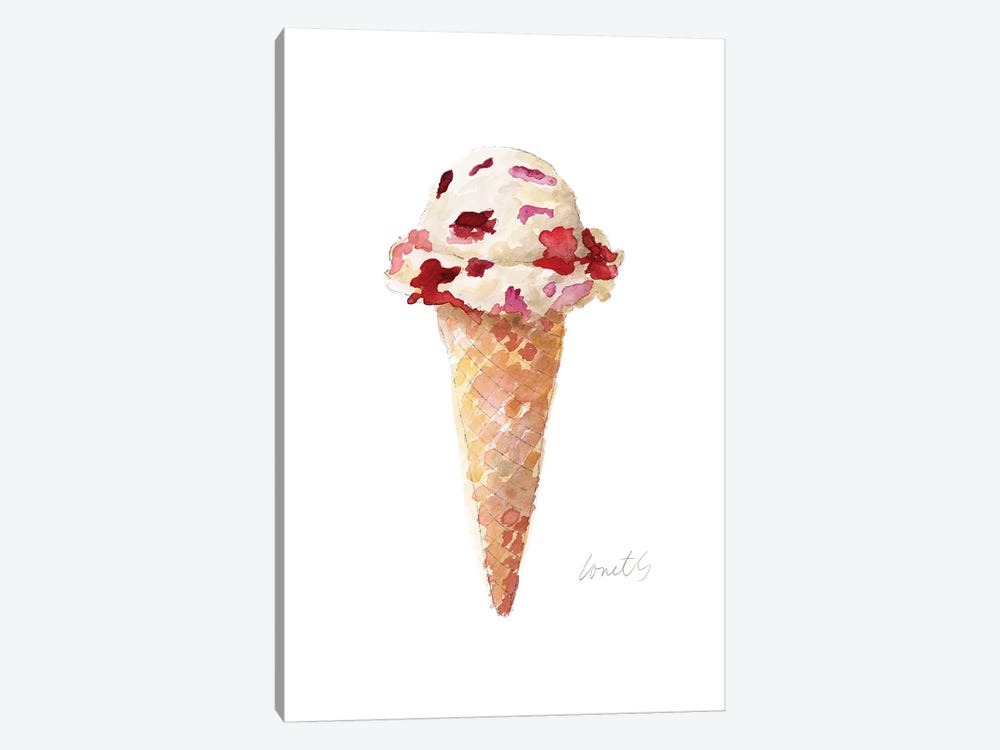 Watercolor Ice Cream Cone II 1-piece Canvas Art Print