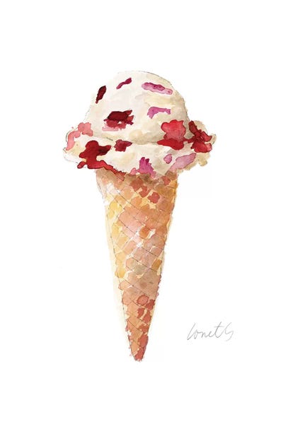 Food & Drink Still Life: Watercolor Ice Cream Cone II by Lanie Loreth