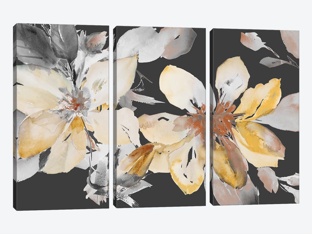 Yellow Clematis on Grey by Lanie Loreth 3-piece Canvas Print