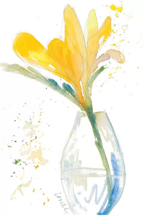 Yellow Flowers in Clear Vase