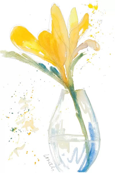 Yellow Flowers in Clear Vase