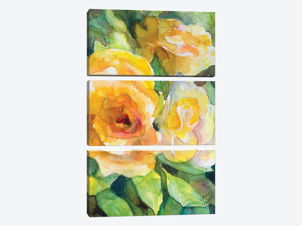 Yellow Roses Garden by Lanie Loreth 3-piece Canvas Print