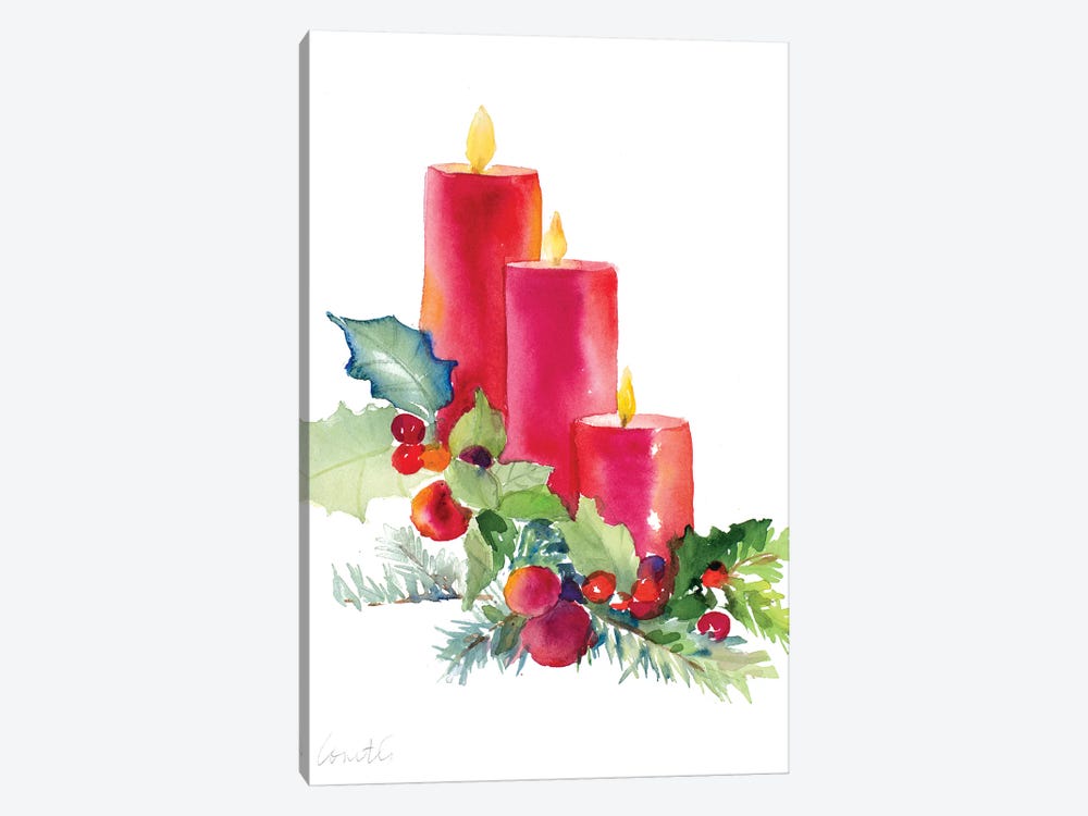Candles with Holly by Lanie Loreth 1-piece Canvas Wall Art