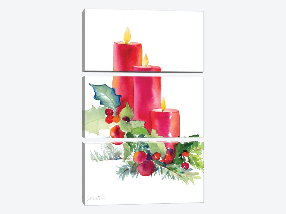 Candles with Holly by Lanie Loreth 3-piece Canvas Wall Art
