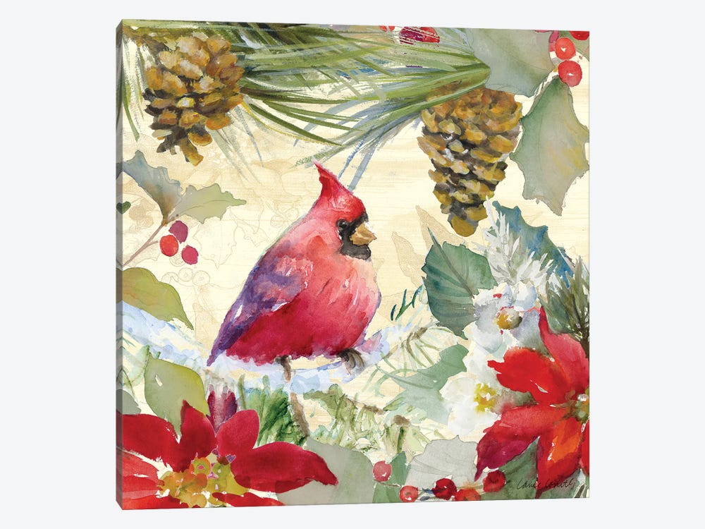 Cardinal and Pinecones I by Lanie Loreth 1-piece Canvas Print