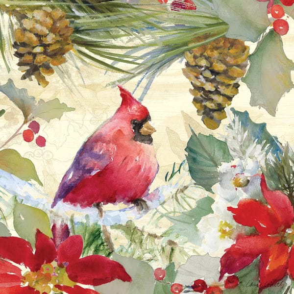 Cardinals: Cardinal and Pinecones I by Lanie Loreth