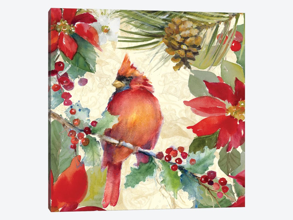 Cardinal and Pinecones II Canvas Wall Art by Lanie Loreth | iCanvas