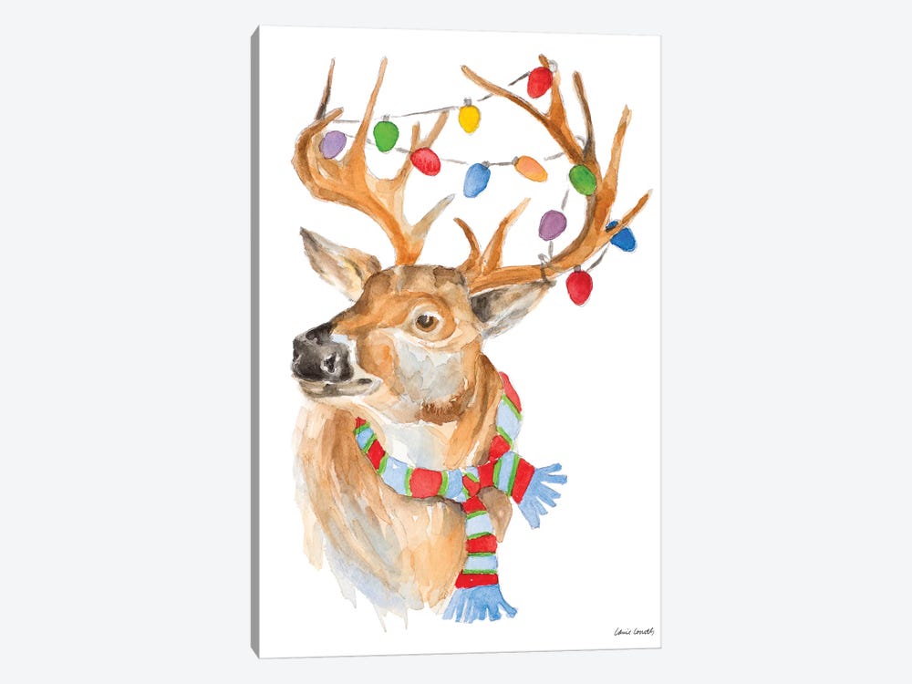 Deer with Lights and Scarf by Lanie Loreth 1-piece Art Print