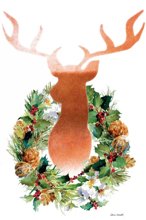 Holiday Wreath with Deer by Lanie Loreth wall art