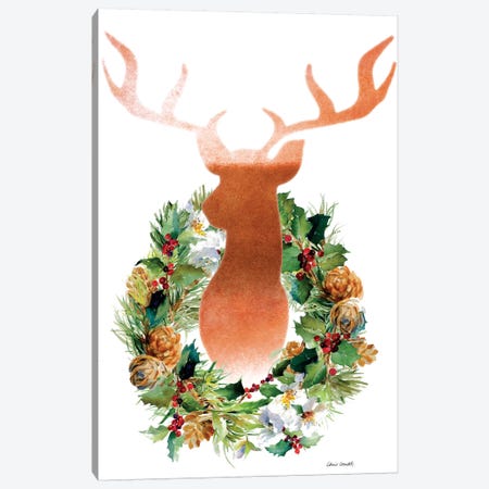 Holiday Wreath with Deer Canvas Print #LNL260} by Lanie Loreth Canvas Print