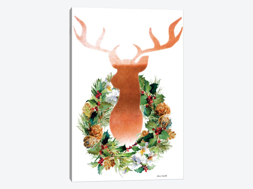 Holiday Wreath with Deer by Lanie Loreth 1-piece Canvas Print
