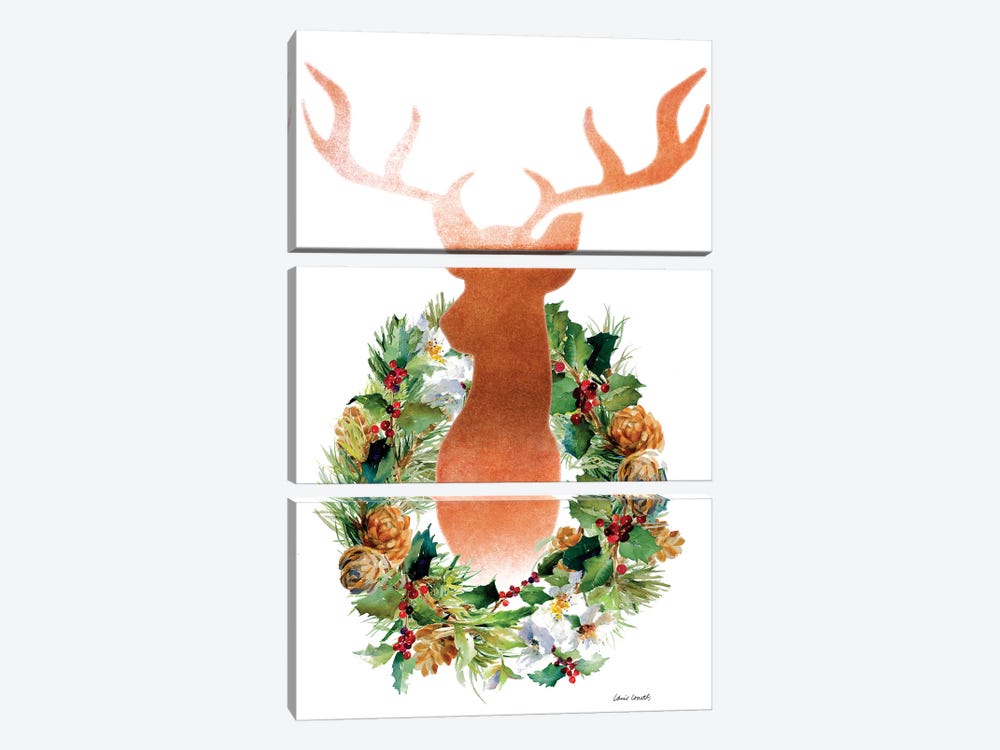 Holiday Wreath with Deer by Lanie Loreth 3-piece Canvas Art Print
