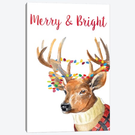 Merry and Bright Reindeer Canvas Print #LNL261} by Lanie Loreth Canvas Print
