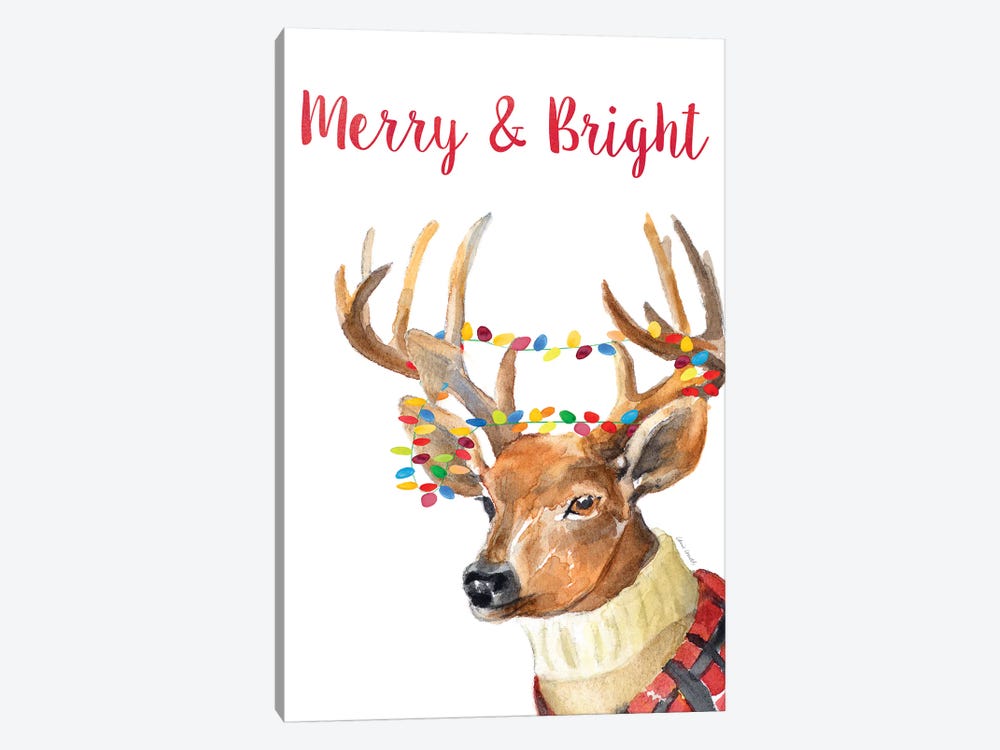 Merry and Bright Reindeer by Lanie Loreth 1-piece Canvas Artwork