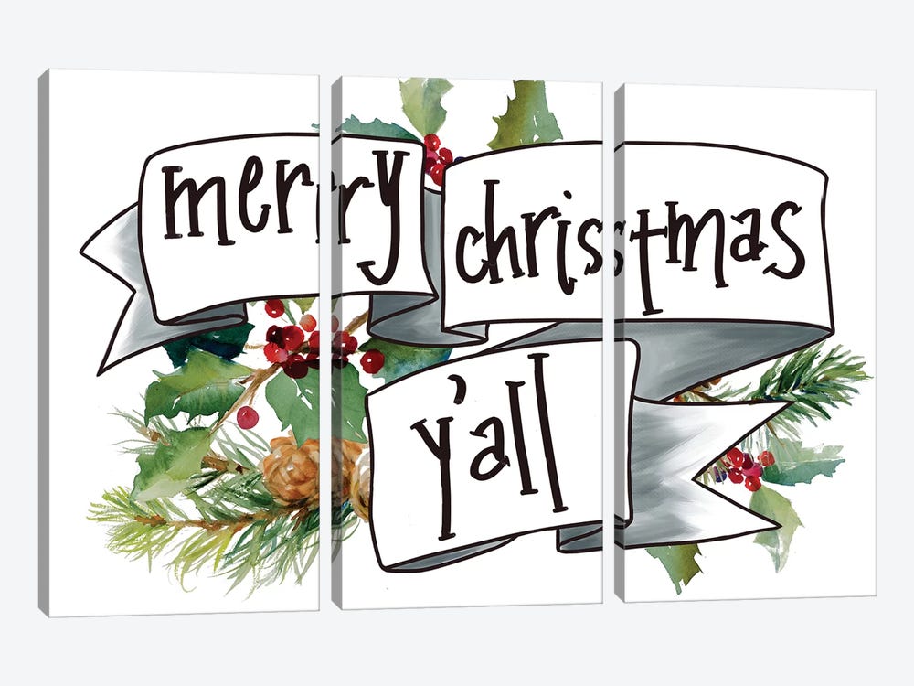 Merry Christmas Y'all by Lanie Loreth 3-piece Canvas Art Print