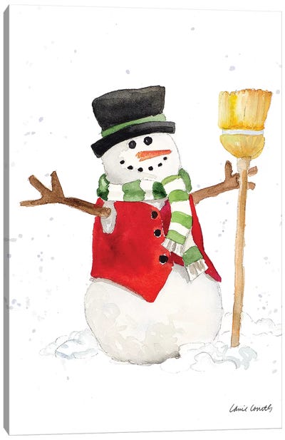 Watercolor Snowman I Canvas Art Print - Snowman Art