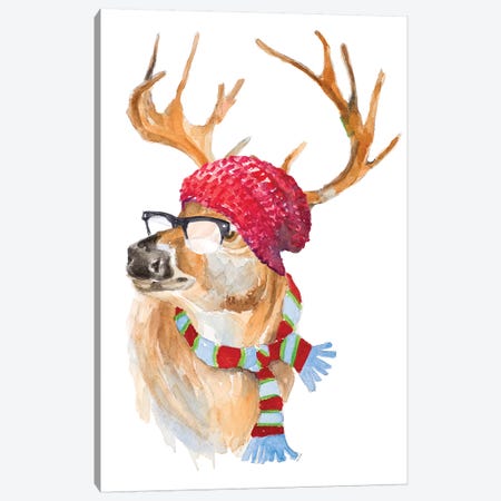 Winter Fun Deer Canvas Print #LNL271} by Lanie Loreth Canvas Art