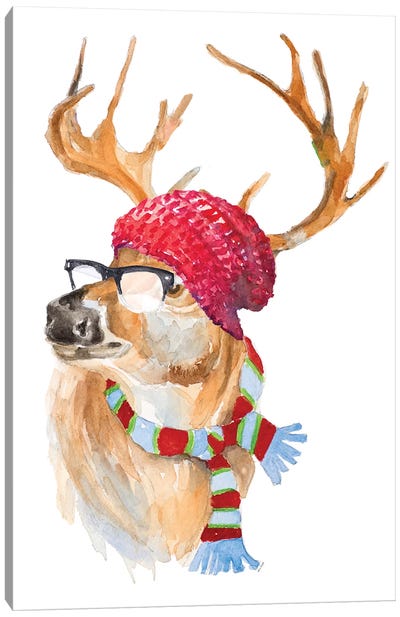 Winter Fun Deer Canvas Art Print - Reindeer Art