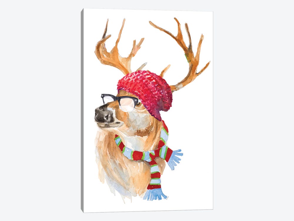 Winter Fun Deer by Lanie Loreth 1-piece Canvas Print