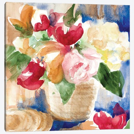 Bright Flower Basket Canvas Print #LNL285} by Lanie Loreth Canvas Wall Art