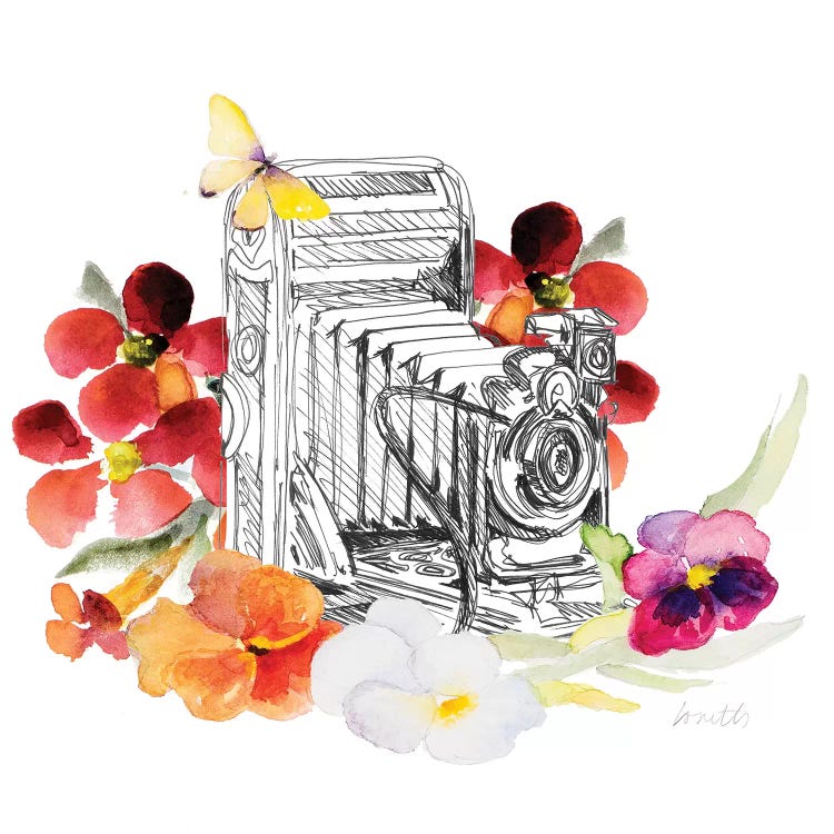 Camera Sketch On Fall Floral I