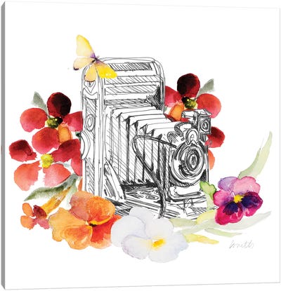 Camera Sketch On Fall Floral I Canvas Art Print - Photography as a Hobby