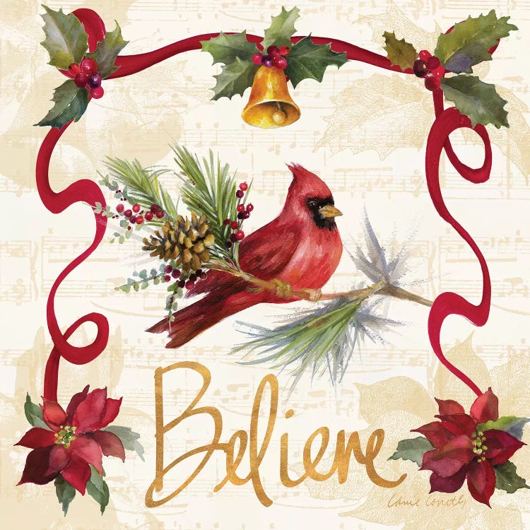 Christmas Poinsettia Ribbon I by Lanie Loreth wall art