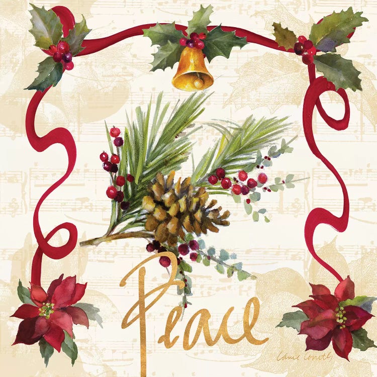 Christmas Poinsettia Ribbon II by Lanie Loreth wall art
