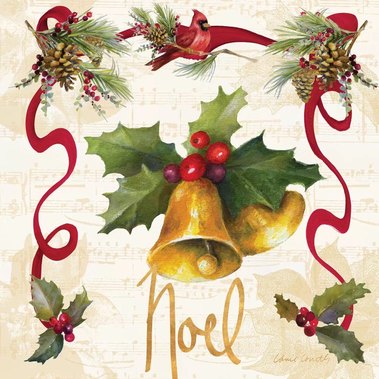 Christmas Poinsettia Ribbon III by Lanie Loreth wall art
