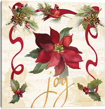 Christmas Poinsettia Ribbon IV Canvas Art Print - Lanie Loreth