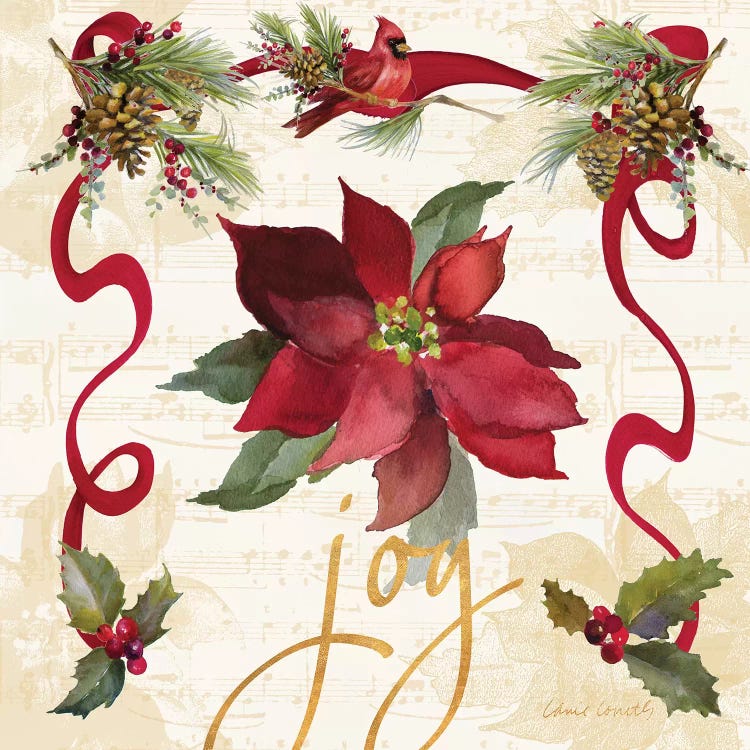 Christmas Poinsettia Ribbon IV by Lanie Loreth wall art
