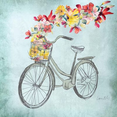 Floral Day Bike I Canvas Print by Lanie Loreth | iCanvas
