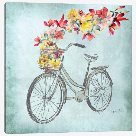 Floral Day Bike I Canvas Print #LNL322} by Lanie Loreth Canvas Art