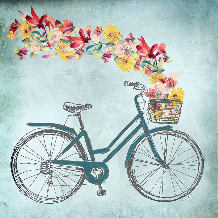 Floral Day Bike II Canvas Wall Art by Lanie Loreth | iCanvas