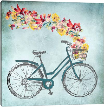 Floral Day Bike II Canvas Art Print - Lanie Loreth