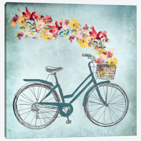Floral Day Bike II Canvas Print #LNL323} by Lanie Loreth Canvas Artwork