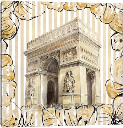 Golden Paris II Canvas Art Print - Arc de Triomphe