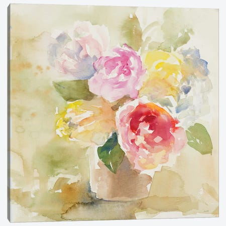 Graceful Bloom Basket Canvas Print #LNL337} by Lanie Loreth Canvas Art