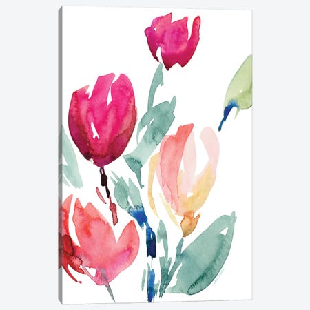 Happy Tulips I Canvas Print #LNL340} by Lanie Loreth Canvas Art