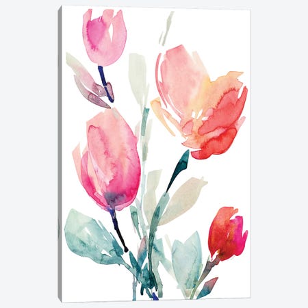 Happy Tulips II Canvas Print #LNL341} by Lanie Loreth Canvas Wall Art