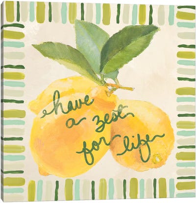 Have A Zest For Life Canvas Art Print - Lemon & Lime Art