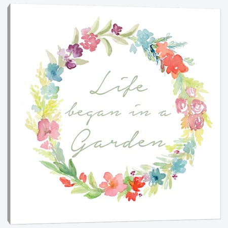 Life Began In A Garden Canvas Print #LNL354} by Lanie Loreth Canvas Wall Art